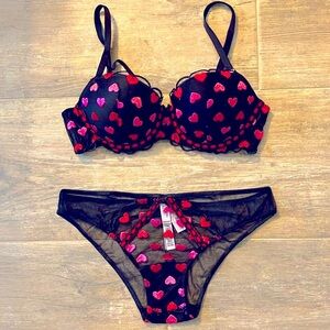 💋Victoria’s Secret set Dream Angels lined demi bra & cheekini panty 32C/S NWT